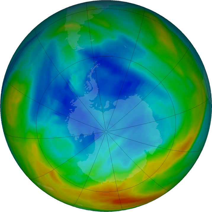Antarctic ozone map for 13 August 2017